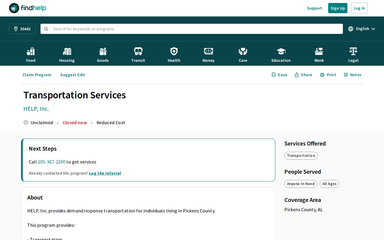 Pickens County release transportation resource after jail release